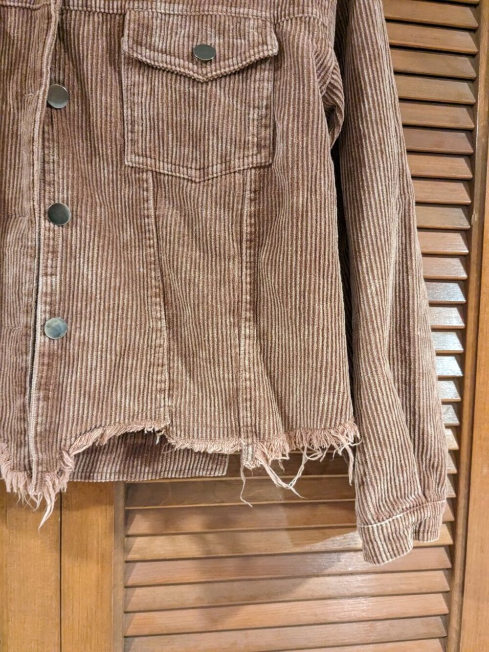 12th Tribe Small Brown Corduroy Cropped Trucker Jacket Raw Hem Festival Cowgirl - Picture 6 of 11